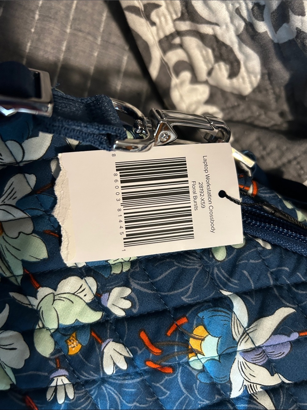 Vera Bradley Navy Floral Quilted Laptop Bag - Picture 5 of 7